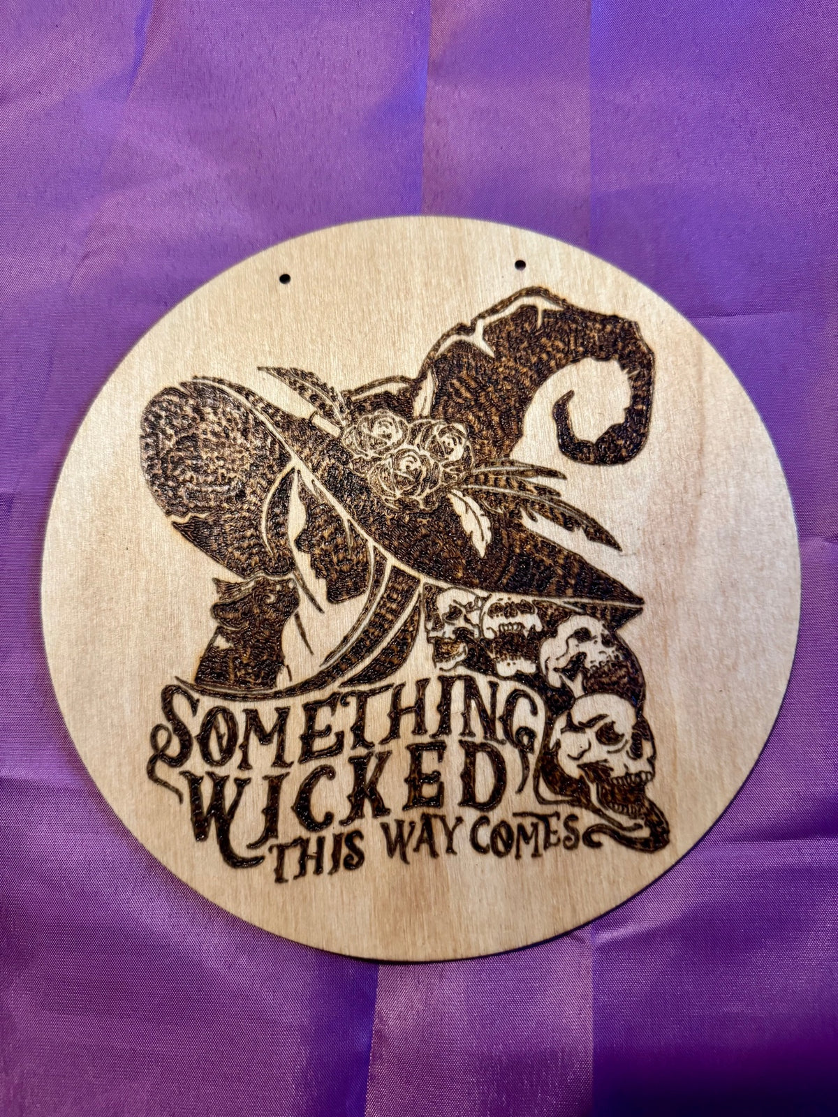 Something Wicked This Way Comes woodburning plaque