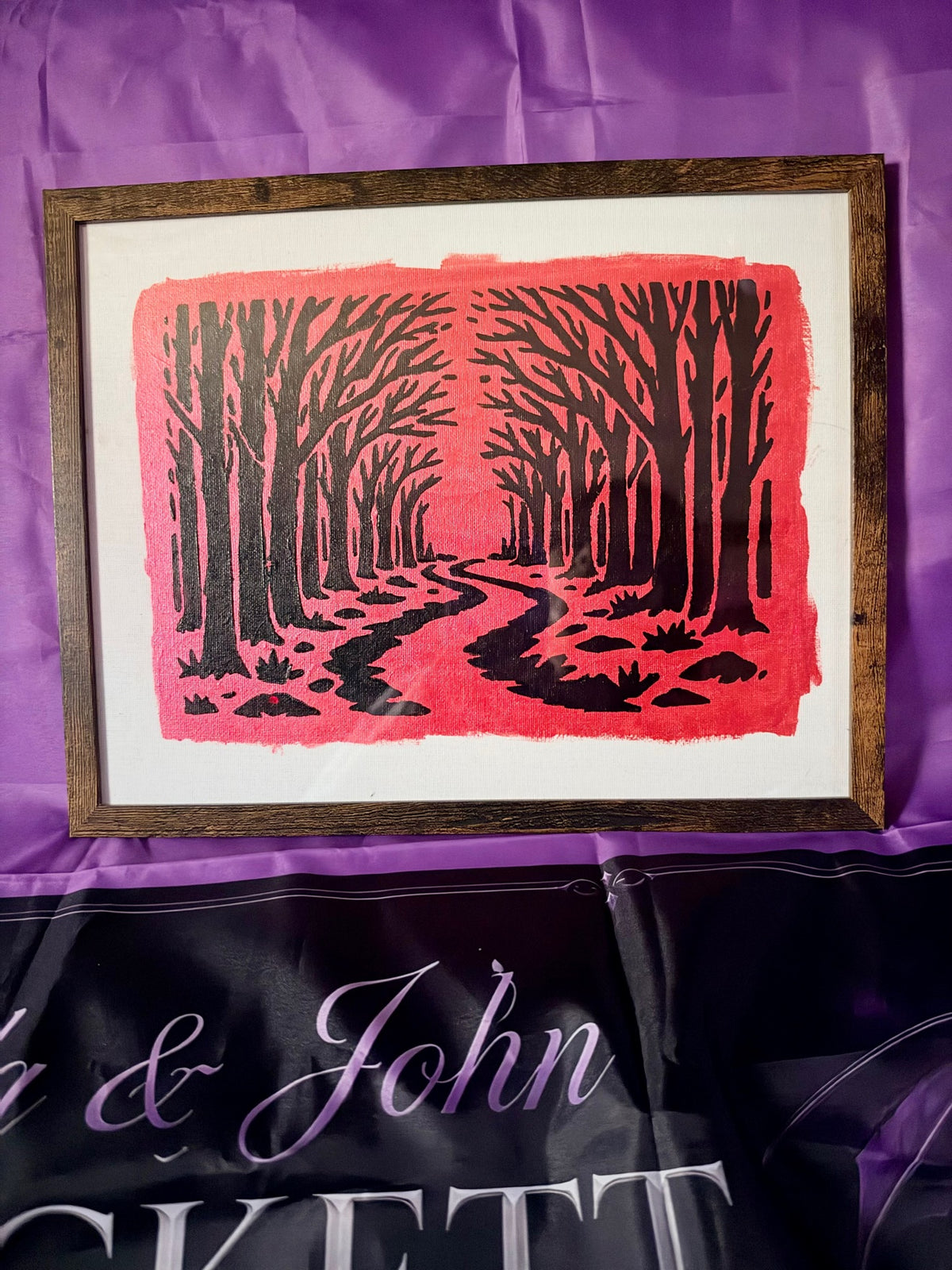 Red Forest Path Painting