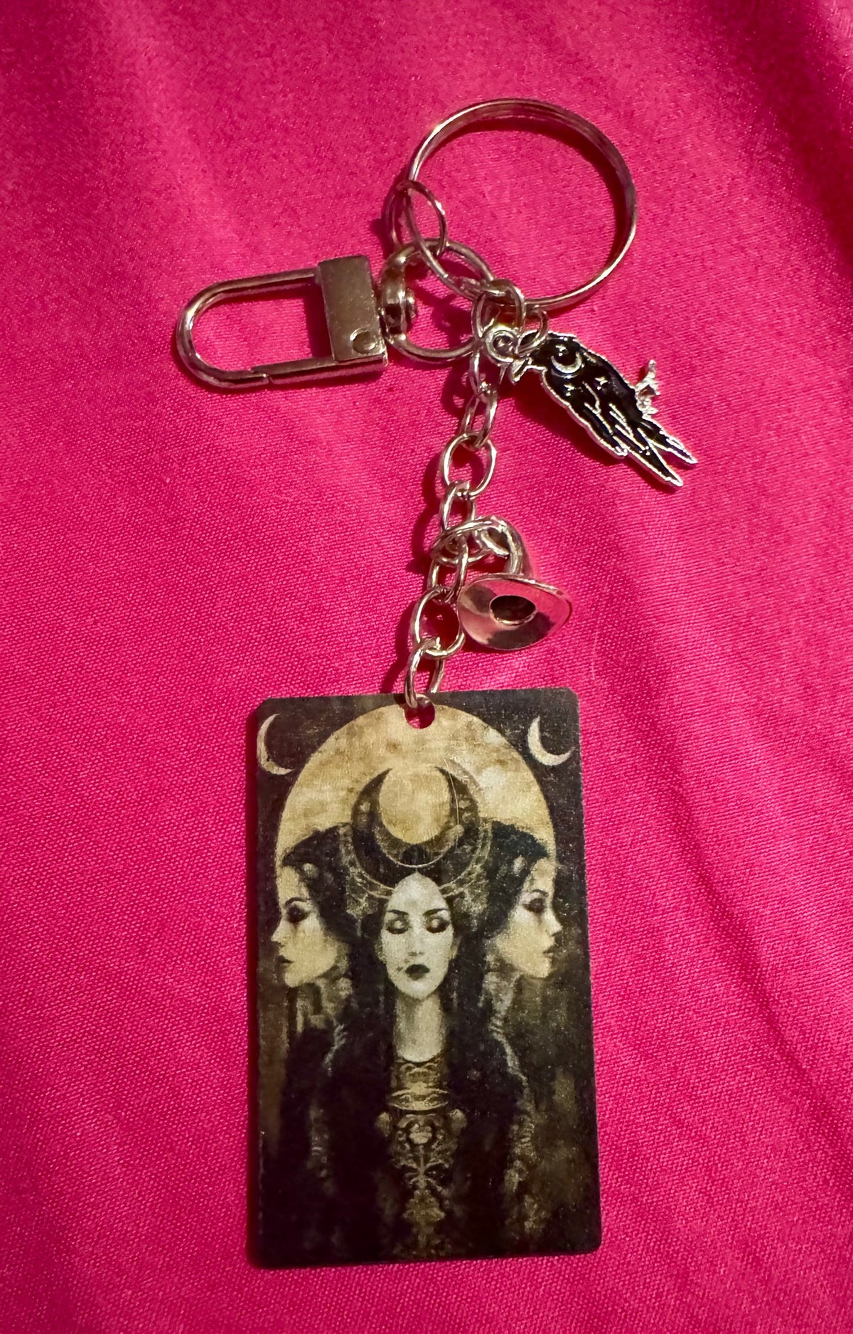 Triple Moon Goddess Keychain