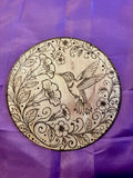 Hummingbird Among Flowers Plaque woodburning plaque